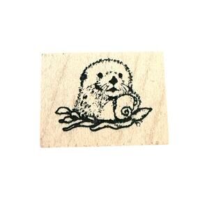 Sea Otter Swimming Unbranded Mini Rubber Stamp